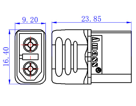 Złącze XT60H - 1 komplet z osłoną - Amass