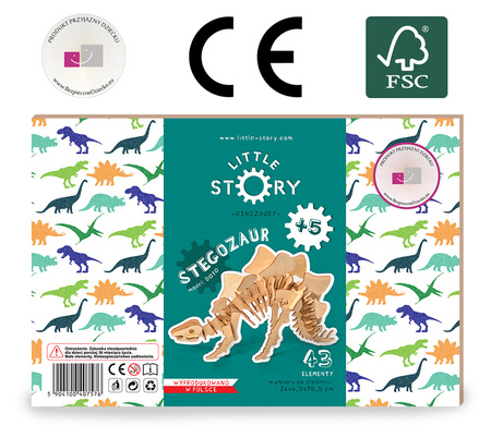 Little Story Drewniane Puzzle Model 3D Stegozaur 26x6,5x15,5cm | D010