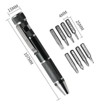 Śrubokręt PEN 8w1 - bity płaskie / krzyżowe