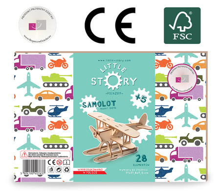 Little Story Drewniane Puzzle Model 3D Samolot 17x17,8x9,5cm | D016