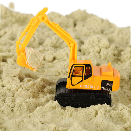 Zestaw maszyn budowlanych - betoniarka, wózek widłowy, koparka, spychacz, wywrotka, walec (6szt.)