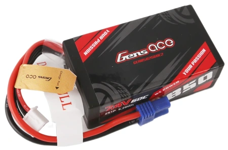Akumulator LiPo 850mAh 7,4V 60C 2S1P EC2 | GEA8502S60E2 GENS ACE