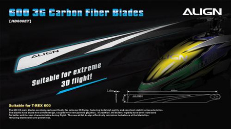 Łopaty główne włókno węglowe 600mm HD600ET (2szt.) | AM2000455 ALIGN