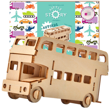 Little Story Drewniane Puzzle Model 3D Autobus 13,7x4,6x7,4cm | D002