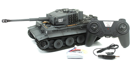 German Tiger 1 Late Painted Gray RTR 2,4Ghz 1/24 Czołg Zdalnie Sterowany IR Dźwięk Taigen Szary | 3841-11-L-G HENG LONG