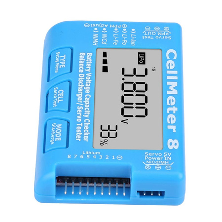Miernik CellMeter 8 Tester Napięcia Serw ESC Li-Po Li-Ion Li-Fe NiMH NiCd | L150