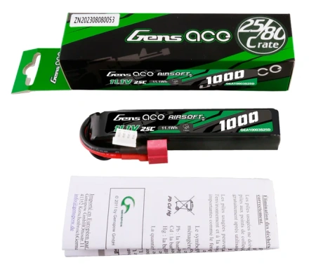 Akumulator LiPo 1000mAh 11,1V 25C 3S1P Airsoft Gun Dean-T | GEA10003S25D GENS ACE