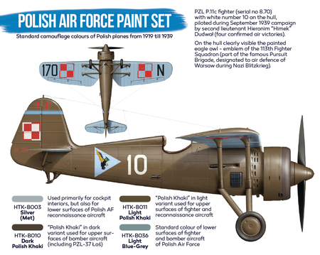 Zestaw farb akrylowych (Polish Air Force Paint Set September 1939) | HTK-BS01 HATAKA