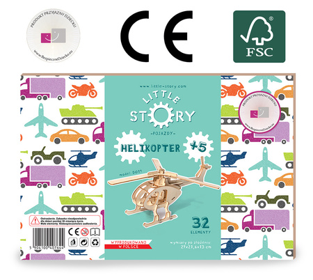 Little Story Drewniane Puzzle Model 3D Helikopter 29x21,6x13cm | D017