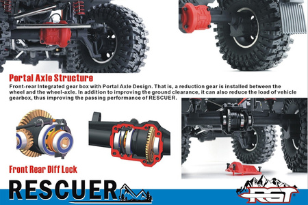 Rescuer Crawler 1/10 2,4GHz Czarny Samochód Zdalnie Sterowany Model RC | RGT-EX86190-1 RGT