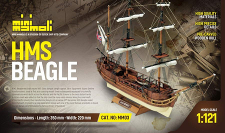 Okręt HMS Beagle Model Drewniany Żaglowiec Mini Mamoli 1:121 350mm | MM03