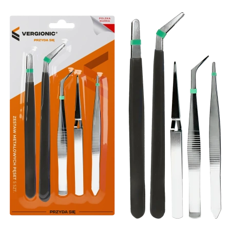 Pęsety Modelarskie Precyzyjne Metalowe 5szt. 11,5-15cm | VERGIONIC