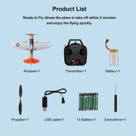 Mini P47 Thunderbolt 450 RTF 402mm | TOP104B02 TOP RC HOBBY