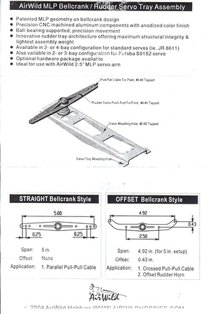 AirWild MLP 5" Offset Bellcrank Tray Mechanizm Steru Kierunku do Modeli RC | AW60-121-01