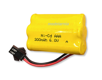 Pakiet NiCd 300mAh 6,0V JST SM 2-PIN (piramidka)