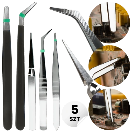 Pęsety Modelarskie Precyzyjne Metalowe 5szt. 11,5-15cm | VERGIONIC