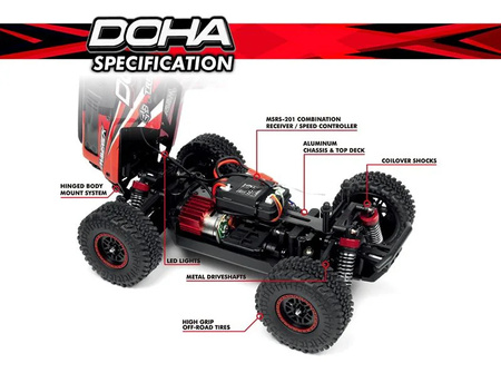 Maverick Doha 1/20 4WD Electric Truck Czerwony Samochód Zdalnie Sterowany Model RC | 150701