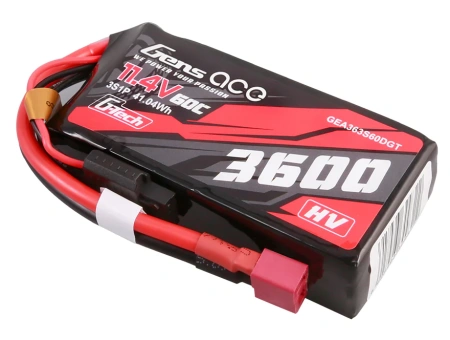 Akumulator LiPo HV 3600mAh 11,4V 60C 3S1P High Voltage Dean-T G-Tech | GEA363S60DGT GENS ACE