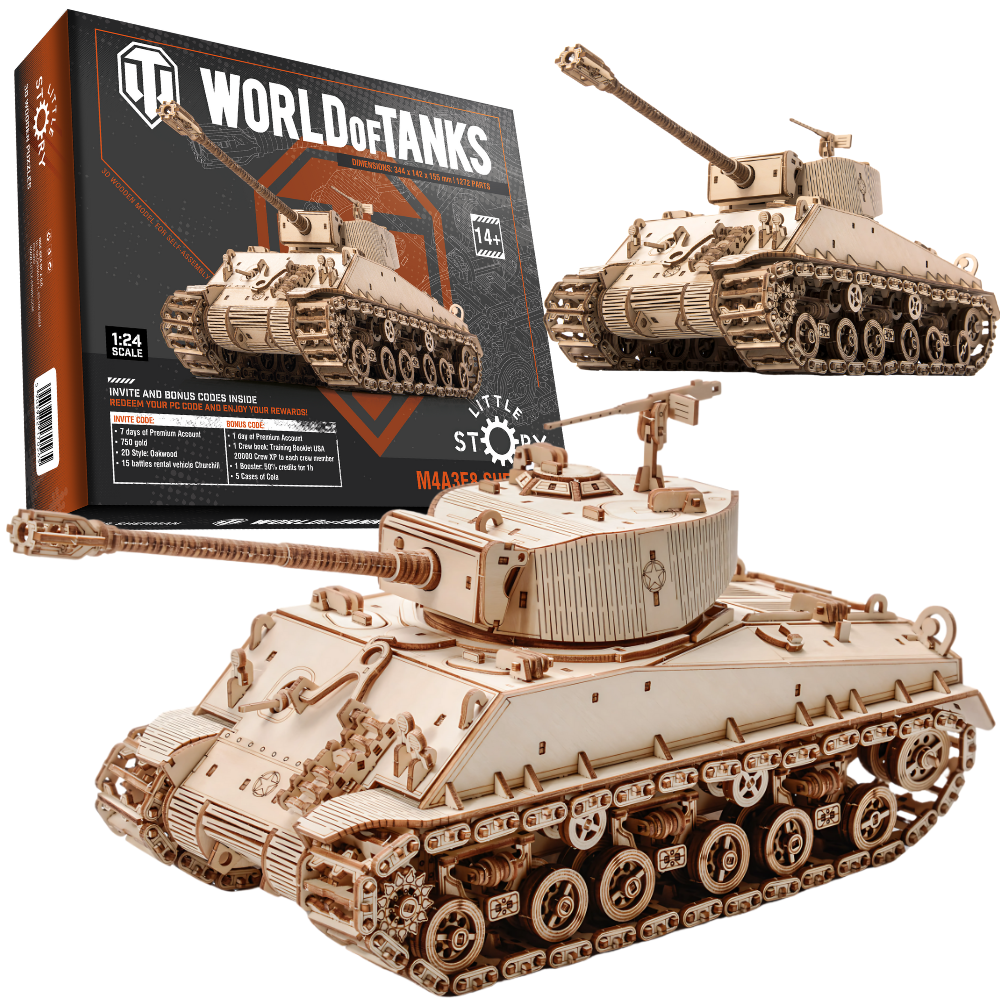 Little Story Drewniane Puzzle Model 3D Czołg M4A3E8 Sherman World of Tanks 34,4x14,2x15,5cm | WOT01 pol_pl_Little-Story-Drewniane-Puzzle-Model-3D-Czolg-M4A3E8-Sherman-World-of-Tanks-34-4x14-2x15-5cm-WOT01-1016500_1