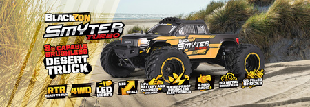 BlackZon Smyter MT Turbo Monster Truck 1/12 4WD Samochód Zdalnie Sterowany Model RC Żółty | 540253 HPI RACING