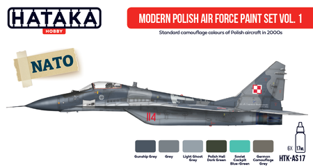 Zestaw farb akrylowych (Modern Polish Air Force Paint Set Vol.1) | HTK-AS17 HATAKA