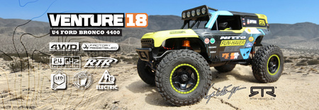 Venture18 U4 Ford Bronco 4400 RTR 4WD 2,4GHz LED 1:18 Crawler Żółty Samochód Zdalnie Sterowany Model RC | 160804 HPI RACING