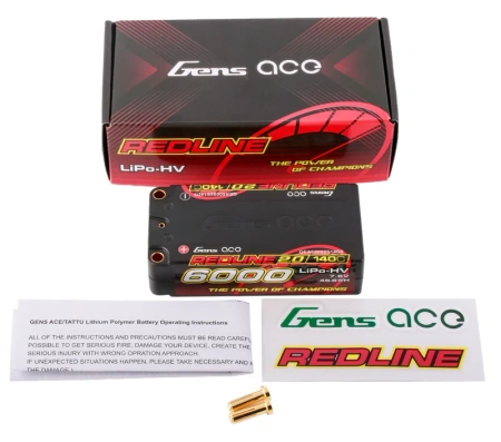 Akumulator LiPo 6000mAh 7,6V 140C 2S2P HardCase HV Redline 2.0 | GEA60002S14D5 GENS ACE