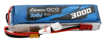 Akumulator LiPo 3000mAh 7,4V 1C 2S1P JST BEC TX Transmitter Pack | GEA30002STXJ GENS ACE