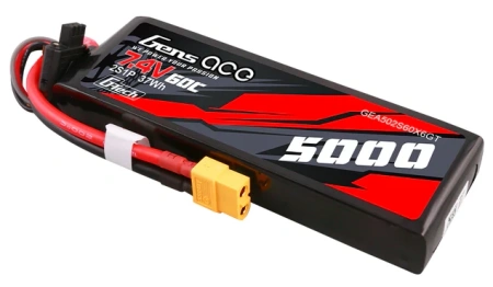 Gens ace G-Tech 5000mAh 7.4V 60C 2S1P Lipo PC material case with XT60 Plug