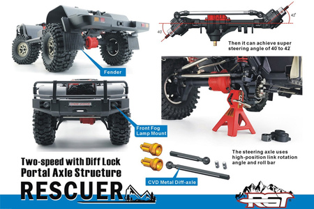 Rescuer Crawler 1/10 2,4GHz Biały Samochód Zdalnie Sterowany Model RC | RGT-EX86190-2 RGT