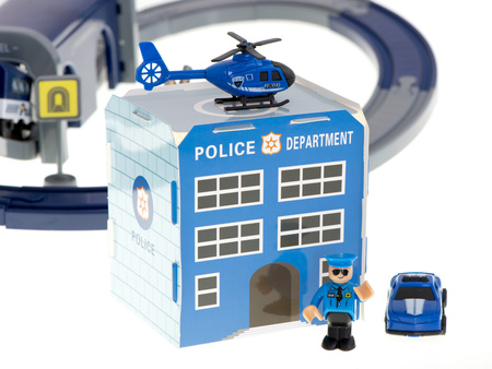 Kolejka elektryczna pociąg policja auta ~300cm (92 elementy)