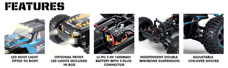 BlackZon Smyter DT Turbo Desert Truck 1/12 4WD Niebieski Samochód Zdalnie Sterowany Model RC | 540254