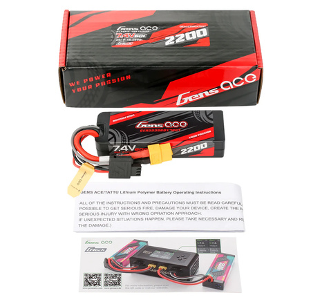Akumulator LiPo 2200mAh 7,4V 60C 2S1P XT60 Hardcase GRP-76 G-Tech | GEA222S60X76GT GENS ACE