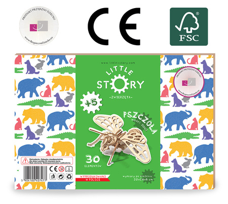 Little Story Drewniane Puzzle Model 3D Pszczoła 20x24x8cm | D001