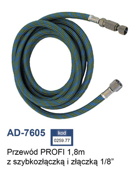 Przewód PROFI 1,8m z szybkozłączką i złączką 1/8″W - AD-7605