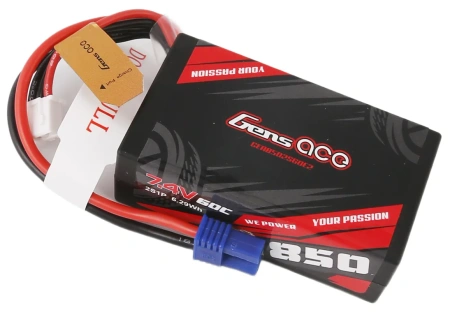Akumulator LiPo 850mAh 7,4V 60C 2S1P EC2 | GEA8502S60E2 GENS ACE