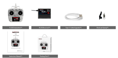 Aparatura Drążkowa RadioLink T12D 12CH 2,4GHz Mode 2 + Odbiornik R12F | T12D+R12F