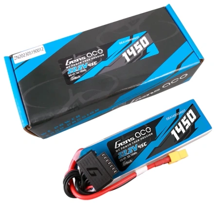 Gens Ace G-Tech 1450mAh 22.2V 45C 6S1P Lipo Battery Pack with XT60 Plug