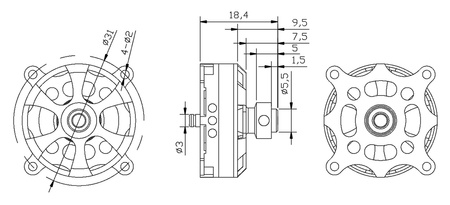 Silnik Bezszczotkowy Kavan Pro 2809-2300 2300KV 2S 60W 8,5A Wał 3mm Ciąg 220g | KAV30.2004
