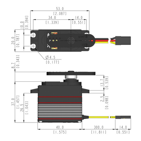 Serwo Cyfrowe Hitec Digital Servo D954SW Wide Voltage 29kg/cm 0,12s/60° 4,8-7,4V | 1HI38870