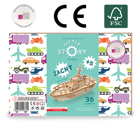 Little Story Drewniane Puzzle Model 3D Jacht 19,5x6,3x10,8cm | D015
