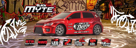BlackZon Myte Drifter 1:43 4WD 2,4GHz Czerwony Mini Samochód Zdalnie Sterowany Model RC | 548100