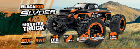 BlackZon Slyder MT Monster Truck 1/16 4WD Pomarańczowy Samochód Zdalnie Sterowany Model RC | 540099