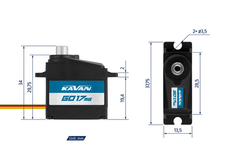 Serwo Mini Analogowe GO-17MG 17g 4.8-6v 0.14-0.12s 2.2-2.5kg/cm | KAV20.017 KAVAN