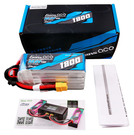 Akumulator LiPo 1800mAh 22,2V 45C 6S1P XT60 G-Tech | GEA186S45X6GT GENS ACE