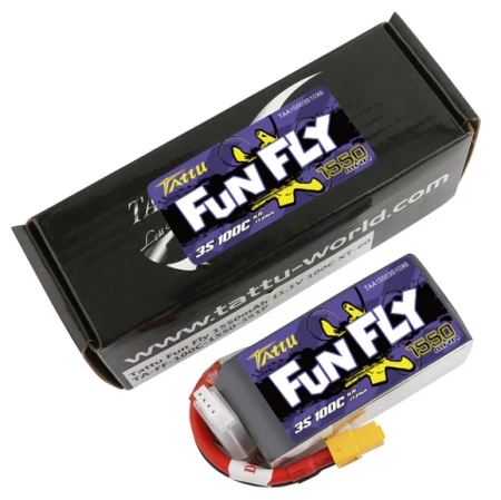 Akumulator LiPo 1550mAh 11,1V 100C 3S1P XT60 FunFly | TAA15503S10X6 TATTU