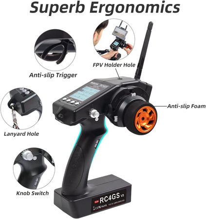 Aparatura RC4GS V3 (5CH) z odbiornikiem R6F | 1RL0100 RADIOLINK