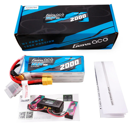 Akumulator LiPo 2000mAh 22,8V 60C 6S1P XT60 High Voltage | GEA20006S60X6 GENS ACE