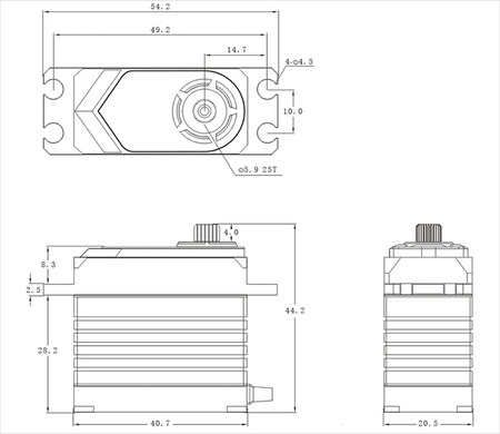 Serwo cyfrowe (70kg-0,12s/60°) | SRT-T75 SRT