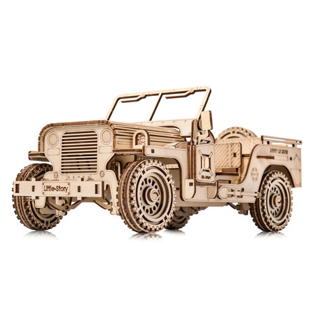 Little Story Drewniane Puzzle Model 3D Pojazd Wojskowy Jeep 23x10x12cm | E014